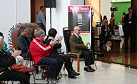 Thumbnail image: Parliament House lead architect Romaldo Giurgola is acknowledged by the crowd